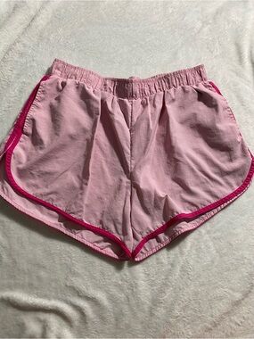 Women's Light Pink Athletic Running Shorts with Contrast Trim